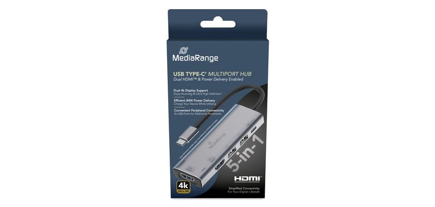 MediaRange MRCS511 USB Typ-C Hub & Konzentrat 480 Mbit/s Silber