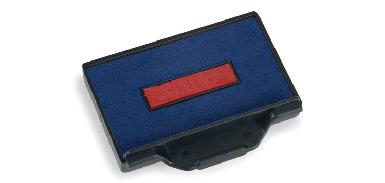 Cassette encrage bicolore trodat 6/53/2 pour encreur metal line/printy 5440 taille 49     x28mm coloris bleu/rouge