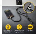Intenso USB-C Charging Lanyard – Phone Necklace Cable, 60W Fast Charging, Adjustable Length, 1.65 m Nylon, USB-C to USB-C, black