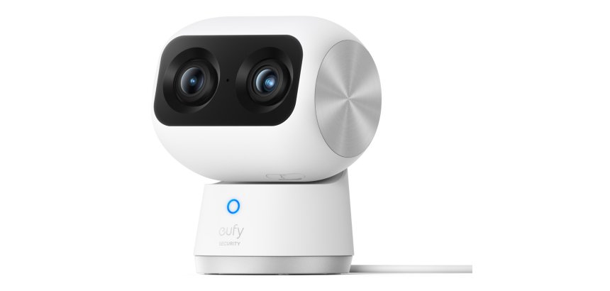 Eufy Security Indoor Cam S350, cámara doble, cámara de seguridad con resolución 4K UHD, zoom de 8× y PTZ de 360°, IA para personas y mascotas, ideal para monitor de bebé/cámara para mascotas/seguridad del hogar, Wi-Fi de doble banda