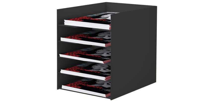Module classement paperflow 5 cases polystyrène hauteur case 56mm 318x258x325mm coloris noir