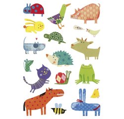 Gommette maxi maildor baby animaux familiers repositionnable 148x210mm 6 planches 93 unités