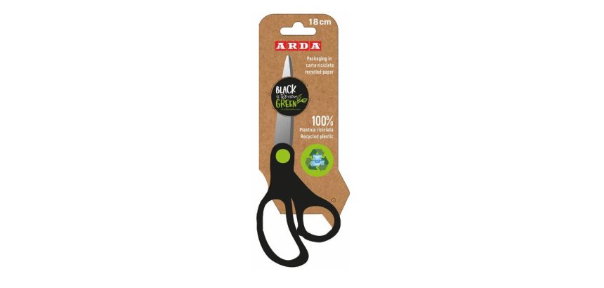 ARDA FB18RE forbici da cancelleria Forbici per attività manuali, Forbici da ufficio Taglio a zig zag Nero, Verde
