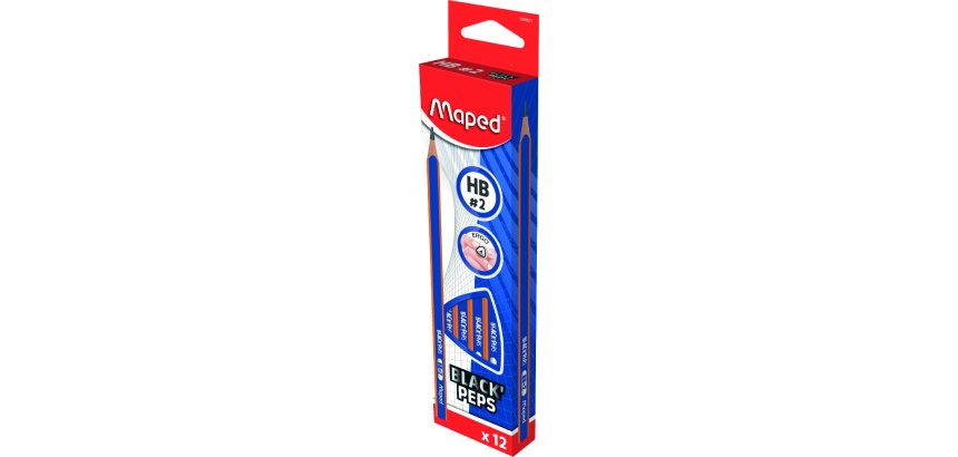 Crayon graphite maped black peps recycle haute qualite    etui de 12 unites