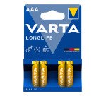 Varta Longlife, Batteria Alcalina, AAA, Micro, LR03, 1.5V, Blister da 4, Made in Germany