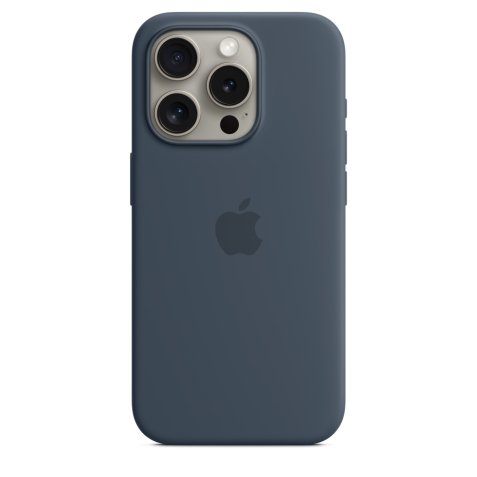 APPLE Coque iPhone 15 Pro Silicone Bleu MagSafe