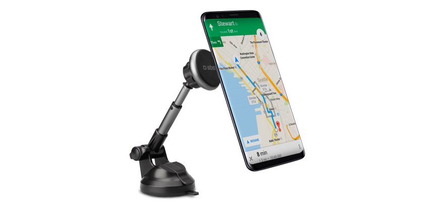 SBS Support smartphone voiture magnétique, fixation ventouse
