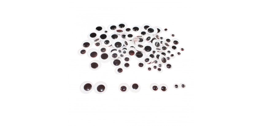 Yeux mobiles sodertex ronds sans cils noirs adhesifs 100  pieces
