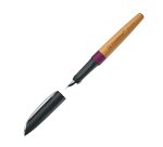 Stylo-plume stabilo grow corps bois de cerisier trait  0,5mm encre bleue coloris     violet prune