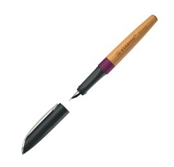 Stylo-plume stabilo grow corps bois de cerisier trait  0,5mm encre bleue coloris     violet prune