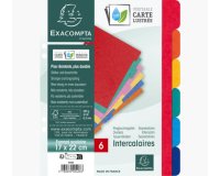 Intercalaires carte lustrée 225g 6 positions - format écolier 17x22cm - Couleurs assorties