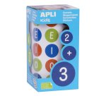 Gommette apli kids voyelles majuscules 20mm coloris       assortis rouleau 900 unites