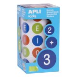 Gommette apli kids voyelles majuscules 20mm coloris       assortis rouleau 900 unites