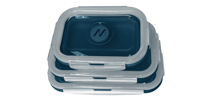 Muitomas LUNCHBOXSETBL contenitore portapranzo Set per borsa portapranzo Plastica, Silicone Blu 3 pz