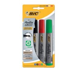 Marqueur bic permanent marking 2300 ecolutions pointe moyenne biseautee couleurs assorties blister 4