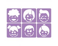 Pochoirs sodertex les emotions en plastique         incassable 5mm 140x140mm 6    pcs coloris assorti