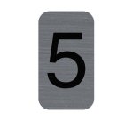 Plaque adhésive imitation Aluminium Chiffre 5 2,5x4,4 cm - Gris