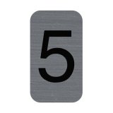 Plaque adhésive imitation Aluminium Chiffre 5 2,5x4,4 cm - Gris