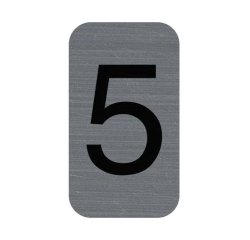 Plaque adhésive imitation Aluminium Chiffre 5 2,5x4,4 cm - Gris