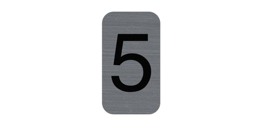 Plaque de signalisation chiffres '5', 25 x 44 mm