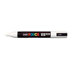Marcatore a base d'acqua Uni Posca PC5M  - punta  tonda media da 1,8mm a 2,5mm - bianco - Uni Mitsubishi