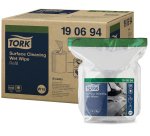 Recharge tork lingette humide w15 surface texture           resistante blanc paquet 58    lingettes