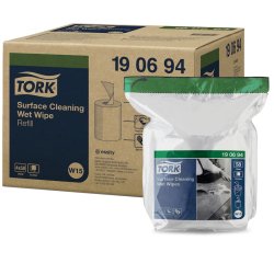 Recharge tork lingette humide w15 surface texture           resistante blanc paquet 58    lingettes