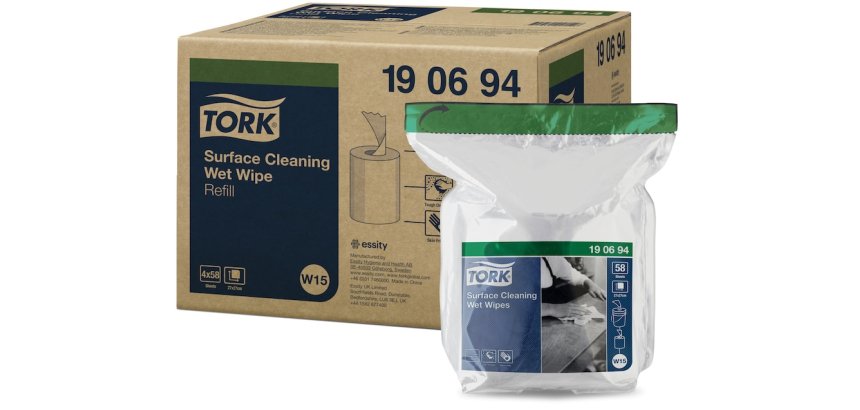 Recharge tork lingette humide w15 surface texture           resistante blanc paquet 58    lingettes