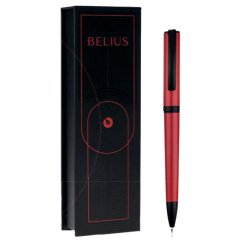 Stylo-bille belius turbo aluminium texture pointillee attributs noir encre bleue coloris rouge dans coffret cadeau