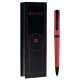 Stylo-bille belius turbo aluminium texture pointillee attributs noir encre bleue coloris rouge dans coffret cadeau