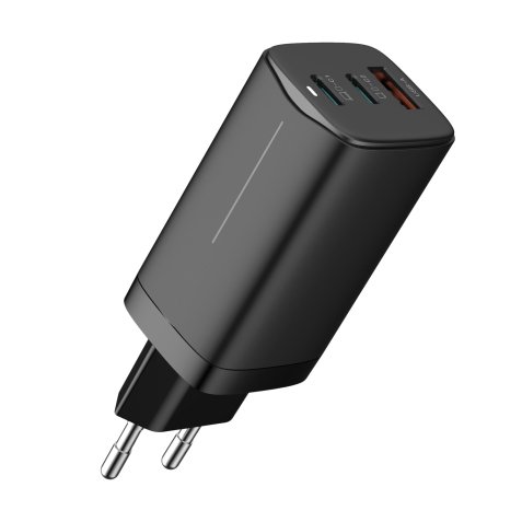 DLH Alimentation secteur USB-C GaN 65W avec 2x USB-C et 1x USB-A - Livré avec câble USB-C 1,8m