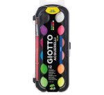 Pastiglia Acquerello - diametro 30mm - colori assortiti fluo - Giotto - astuccio da 12 pezzi