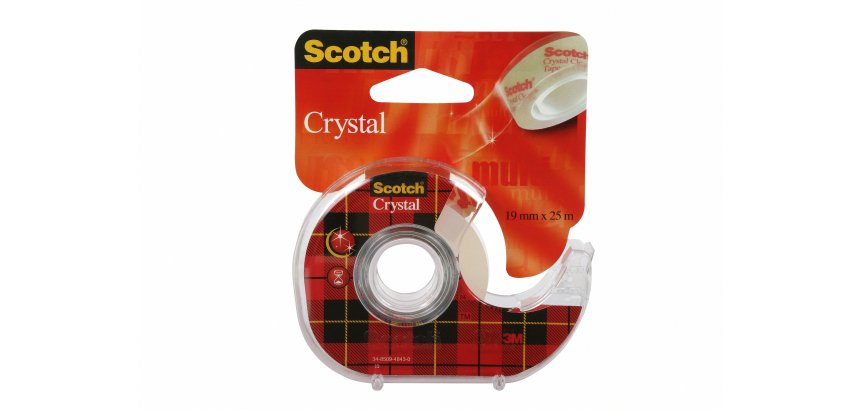 Dévidoir scotch crystal transparent rechargeable + 1 ruban adhésif 19mmx25m