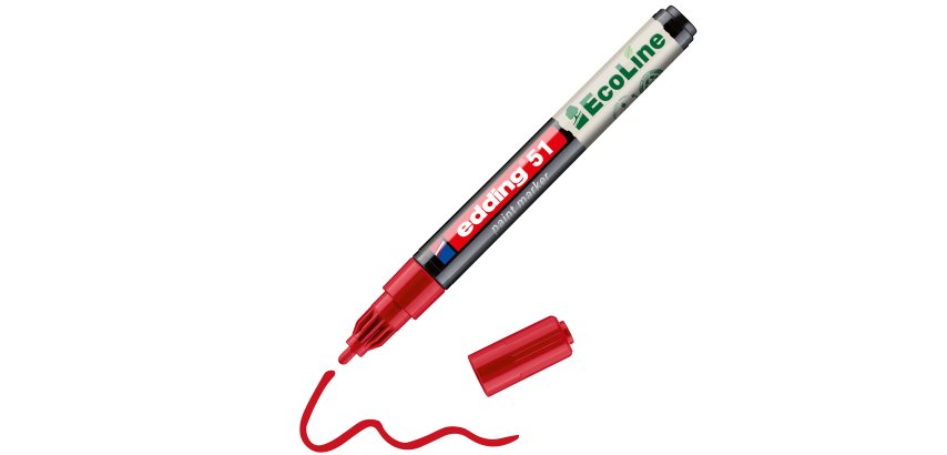 Marqueur edding 51 ecoline peinture base eau pointe      ogive 1/2mm coloris rouge