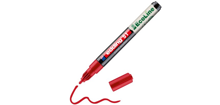 Marqueur edding 51 ecoline peinture base eau pointe      ogive 1/2mm coloris rouge