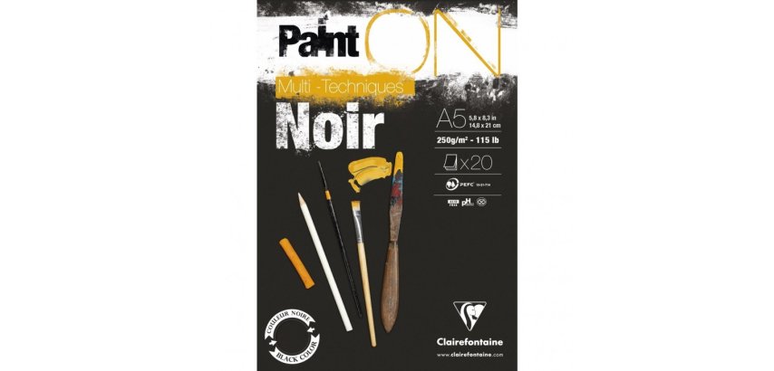 Paint'ON Noir bloc collé 20F A5 250g