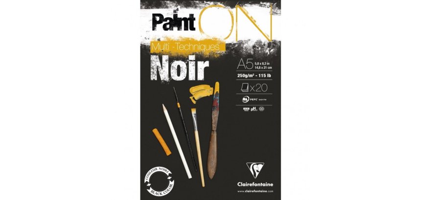 Paint'ON Noir bloc collé 20F A5 250g