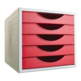 Module de classement archivo 2000 5 tiroirs coloris rouge  opaque 270x340x260mm