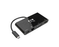 Tripp Lite U444-06N-HV4GUB Adaptador USB 3.1 Gen 1 USB-C, 4K @30Hz - HDMI, VGA, Puerto de Hub USB-A y Gigabit Ethernet, Negro