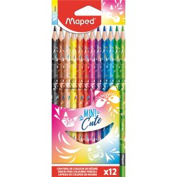 Pochette carton 12 crayons de couleur MINI CUTE