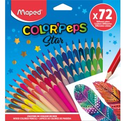 Crayon couleur maped color'peps mine resistante    facile a tailler coloris      assortis etui de 72 unites