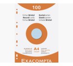 Étui de 100 fiches - bristol quadrillé 5x5 perforé 210x297mm - Couleurs assorties