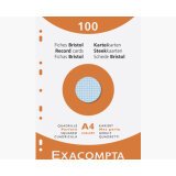 Étui de 100 fiches - bristol quadrillé 5x5 perforé 210x297mm - Couleurs assorties