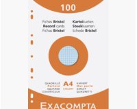 Étui de 100 fiches - bristol quadrillé 5x5 perforé 210x297mm - Couleurs assorties