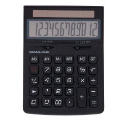 Calculatrice maul bureau eco 850 12 chiffres ecran 1 ligne 3 touches memoires touche pourcentage racines coloris noir