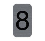 Plaque adhésive imitation Aluminium Chiffre 8 2,5x4,4 cm - Gris