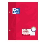 Feuilles simples Oxford 17x22cm grands carreaux Seyès 200 pages étui carte rouge