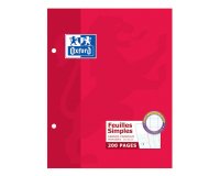 Feuilles simples Oxford 17x22cm grands carreaux Seyès 200 pages étui carte rouge