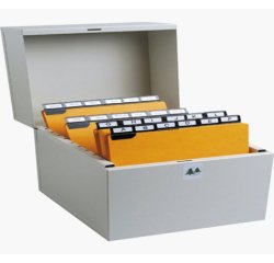 Boîte à fiches Metalib - Classement de 500 fiches horizontales - 125x200mm - Gris