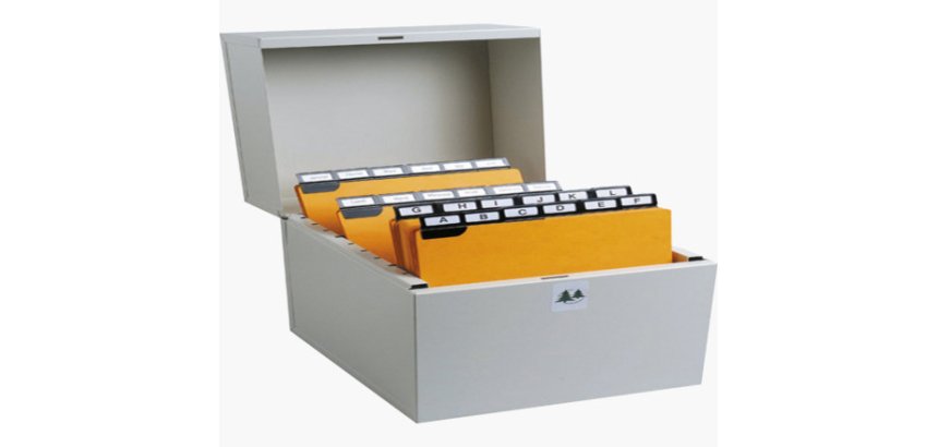 Boîte à fiches Metalib - Classement de 500 fiches horizontales - 125x200mm - Gris